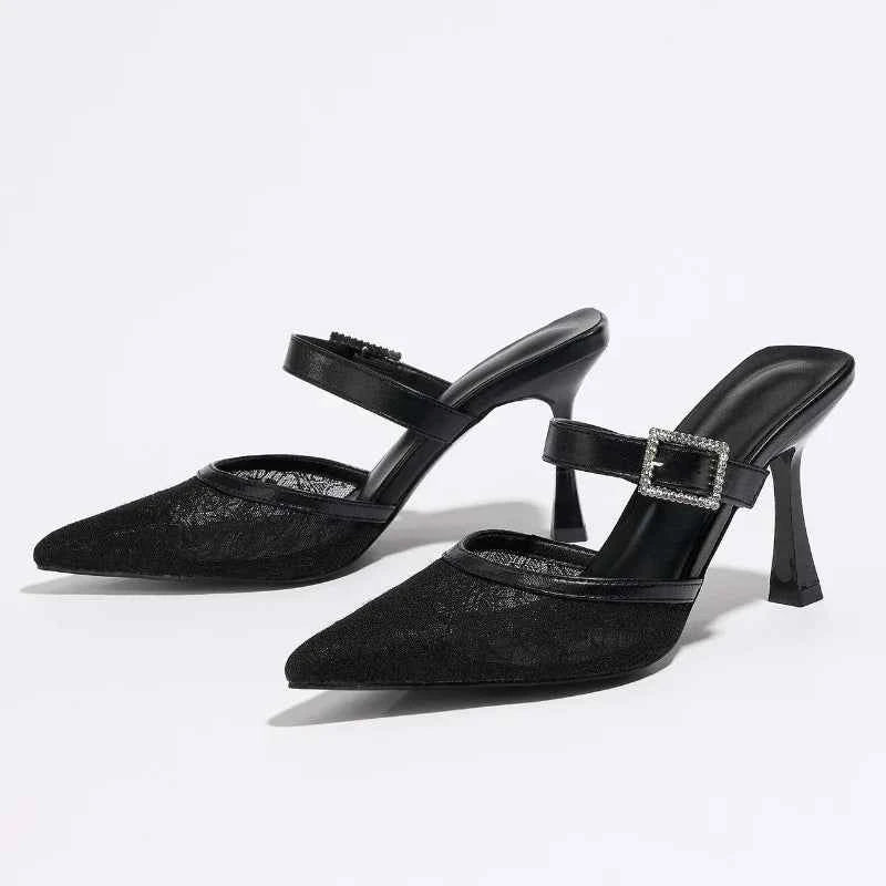 Mesh Breathable High Heels Ladies Pointed Toe Sandals