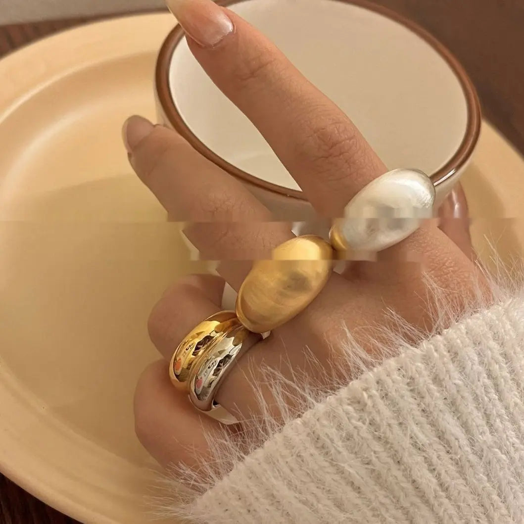 Metal Brushed Matte Surface Wide Ring - electronic accessories