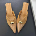 Metal Buckle Fashion Pointed Toe Mules