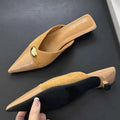 Metal Buckle Fashion Pointed Toe Mules