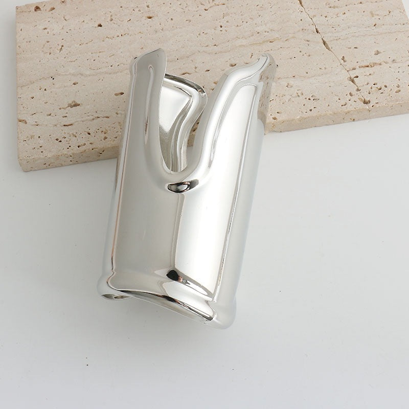 Metal Cross Horseshoe Open-ended Bracelet - Silver Long - electronic accessories