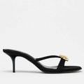 Metal Decorative Black High-heeled Sandals Women