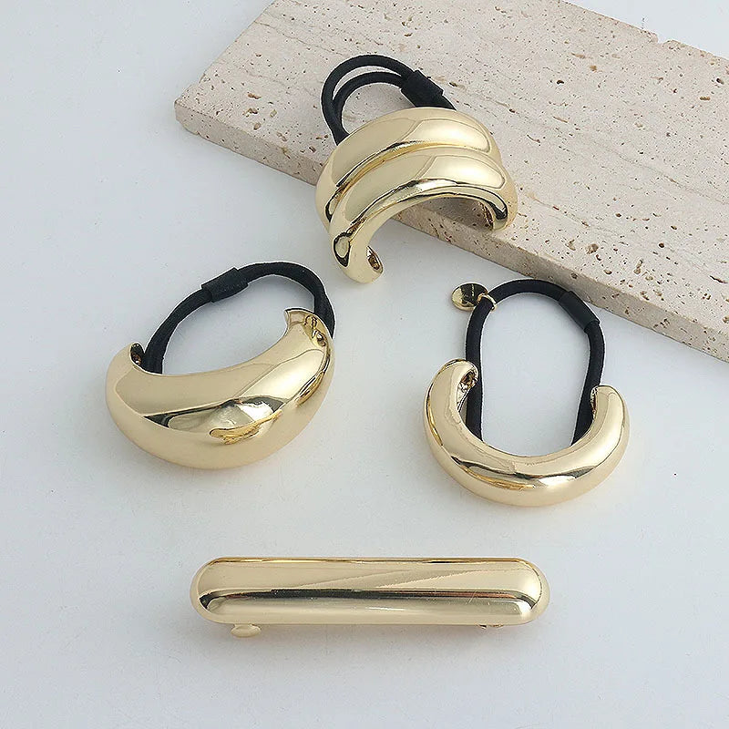 Metal Irregular Golden Rubber Bands Elastic Hair Scrunchies