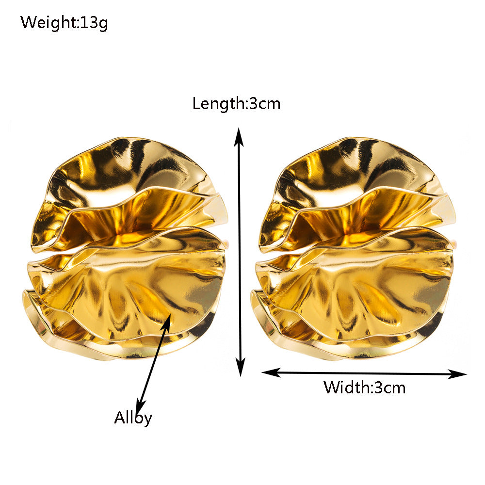 Metal Petal Flower Stud Earrings - electronic accessories