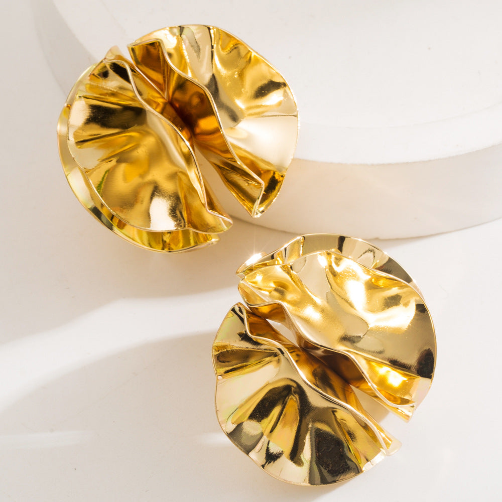 Metal Petal Flower Stud Earrings - electronic accessories