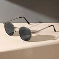 Metal Round Frame Vintage Casual Sunglasses - Silver Gray