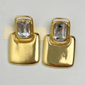 Metal Square Geometric Crystal Large Earrings for Women - A1 7CM / CHINA
