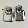 Metal Square Geometric Crystal Large Earrings for Women - A2 7CM / CHINA