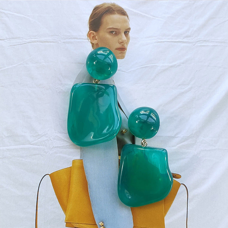 Metallic Texture Transparent Resin Earrings - electronic accessories