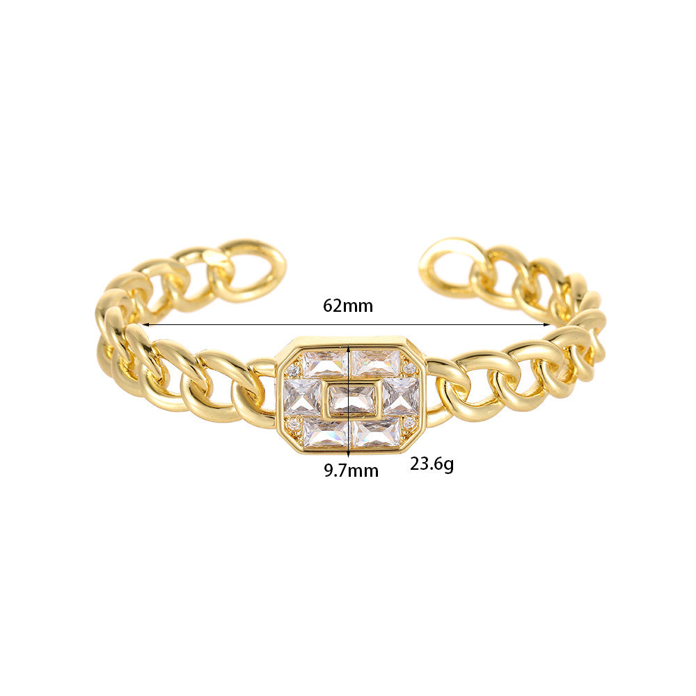 Micro-inlaid Color Zirconium Emerald Temperament Bracelet - 14K Gold XZ377 - electronic accessories