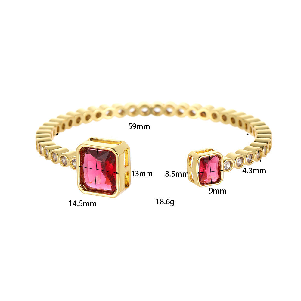 Micro-inlaid Color Zirconium Emerald Temperament Bracelet - 14K Gold XZ383 - electronic accessories