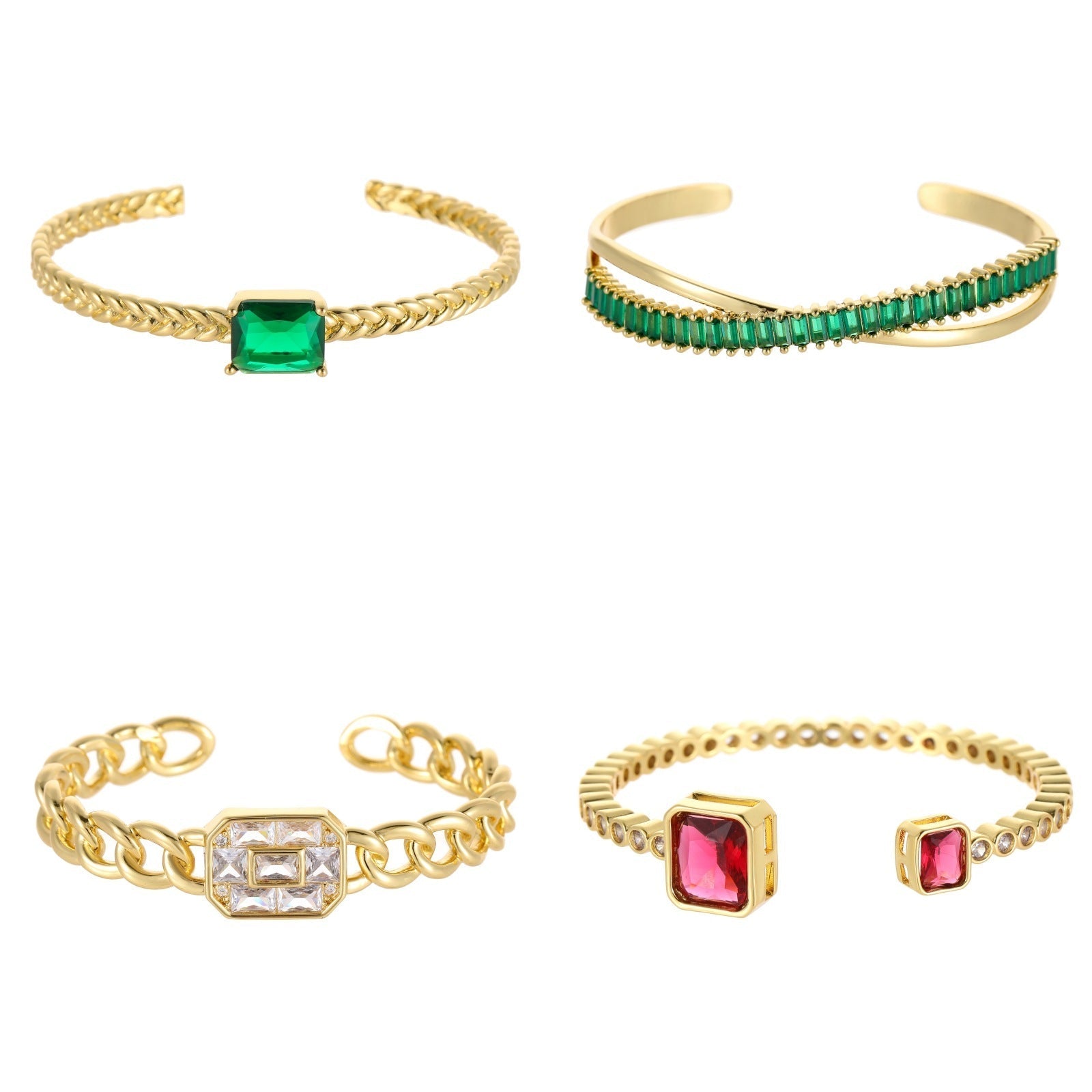 Micro-inlaid Color Zirconium Emerald Temperament Bracelet - electronic accessories