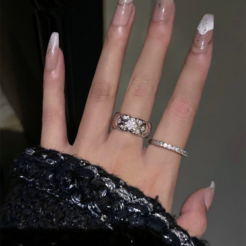 Micro Inlaid Zircon Classic Style Diamond Plaid Ring - electronic accessories