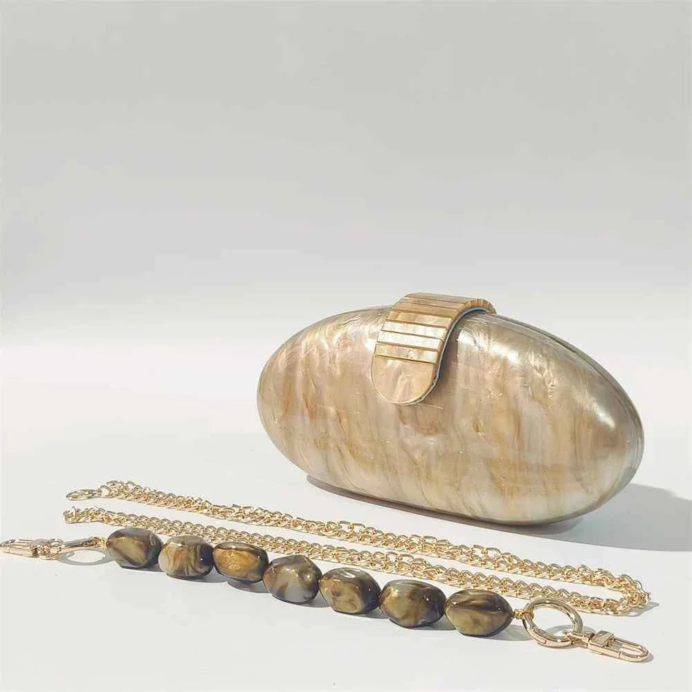 Mini Marble Bag Champagne Evening Clutch Bag