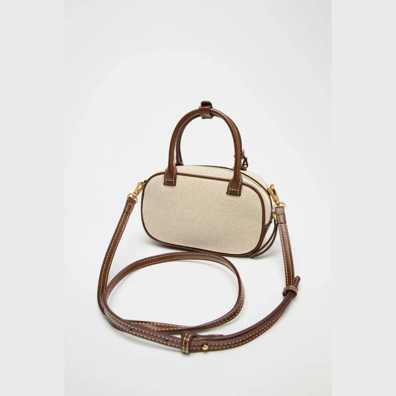 Mini Topstitched Bag Wide Strap Crossbody