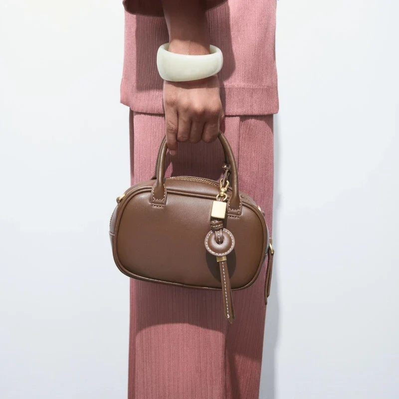 Mini Topstitched Bag Wide Strap Crossbody