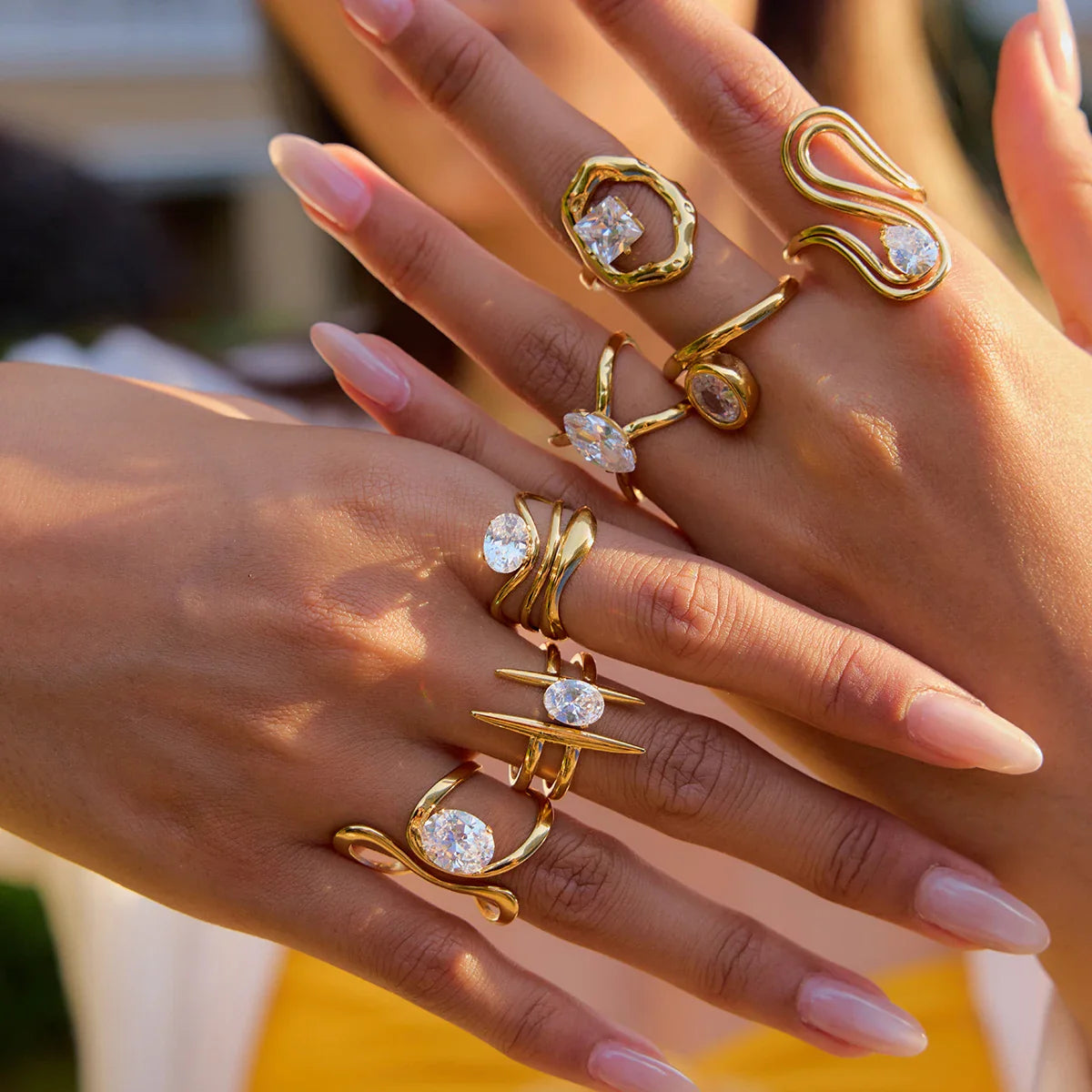 Minimalist Gold Color Plated Stainless Steel Rings