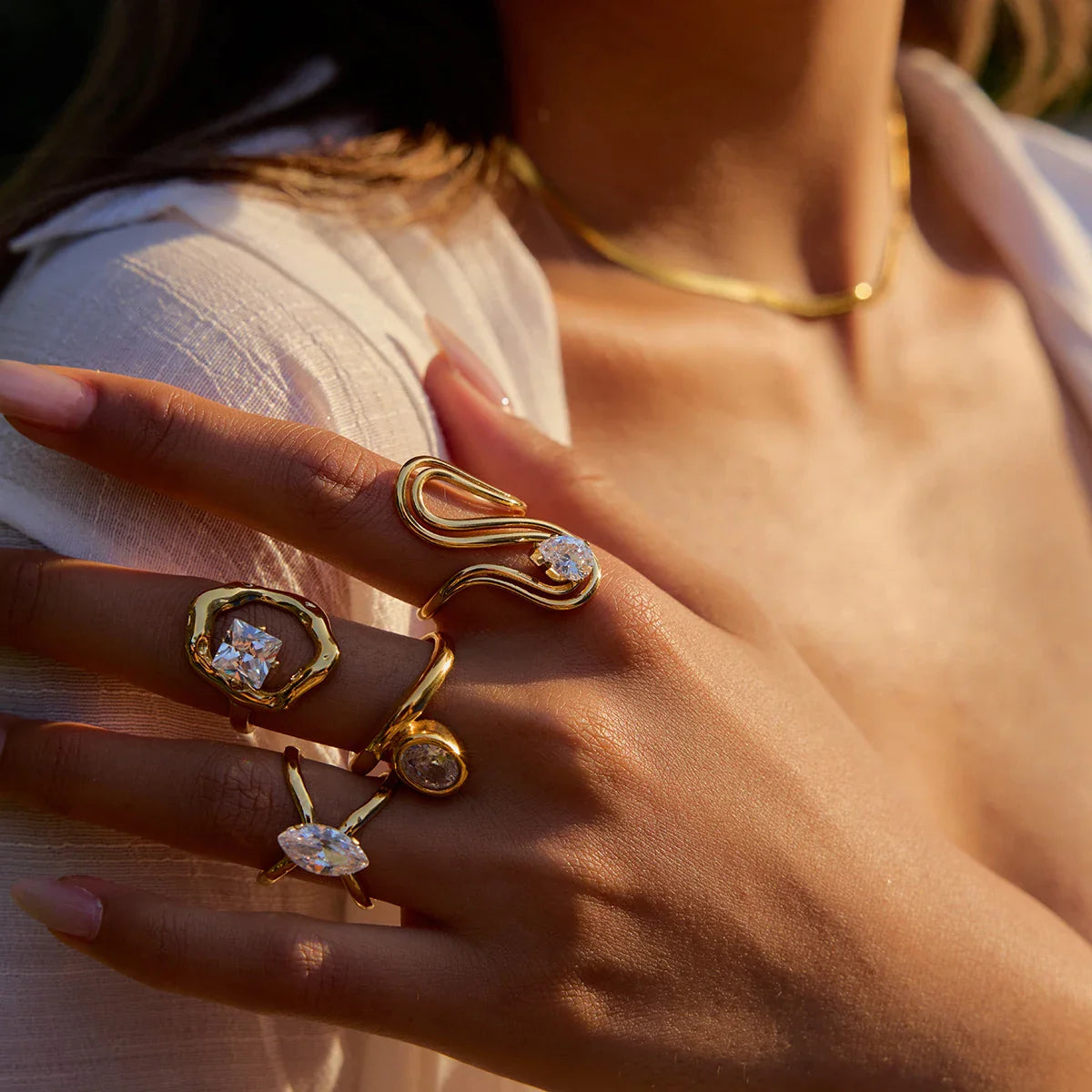 Minimalist Gold Color Plated Stainless Steel Rings