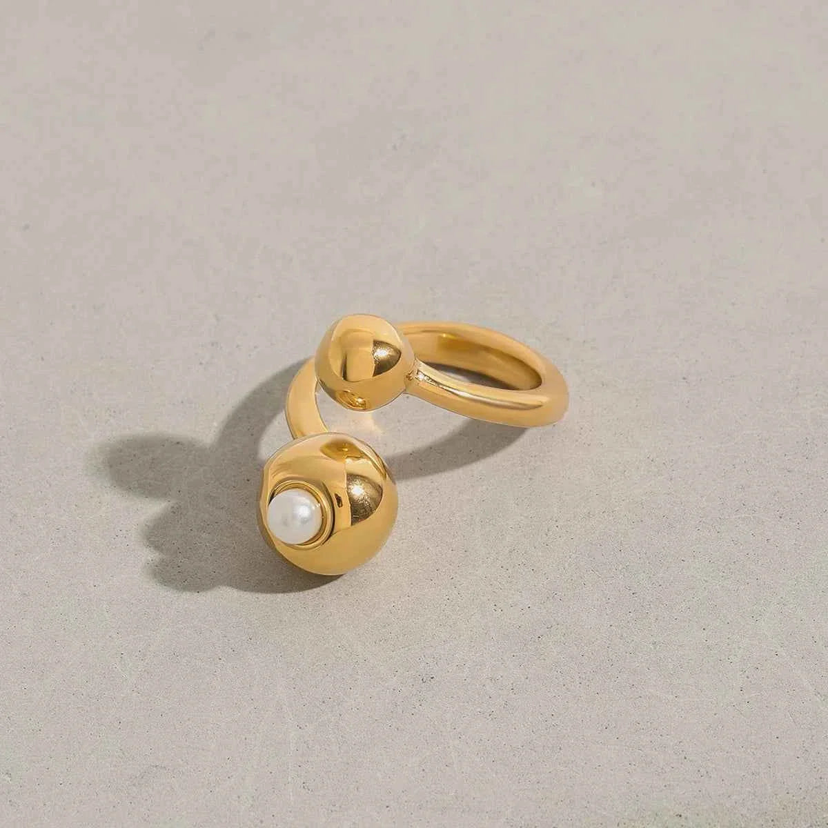 Minimalist Spherical Ring Pearl Irregular Adjustable Ring