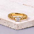 Mixed Batch Chain Style Square Zircon Ring - 18K Gold / No 6 - electronic accessories