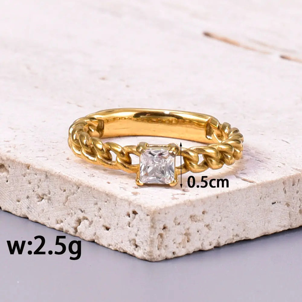 Mixed Batch Chain Style Square Zircon Ring - electronic accessories