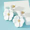Mori Girl Flower Earrings Retro Long - White - electronic accessories