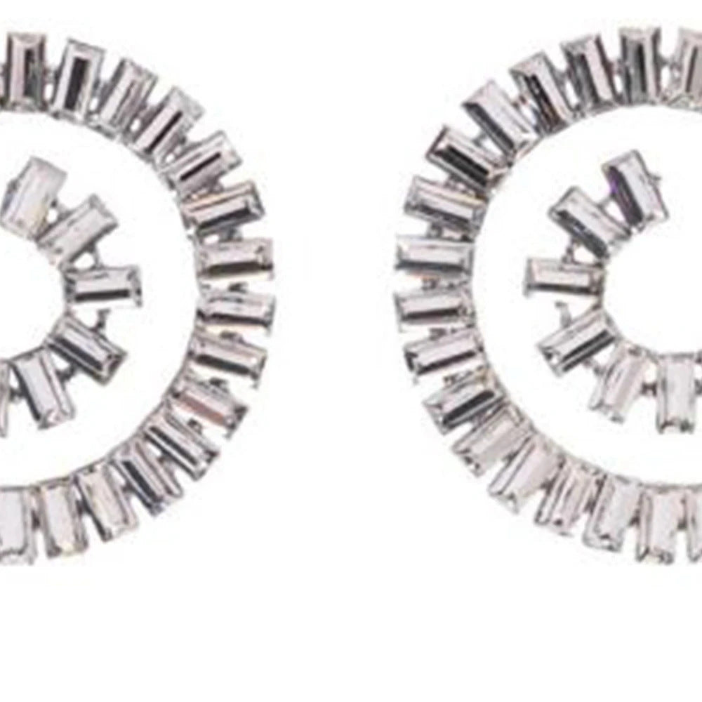 Multi-layer Irregular Rhinestone Spiral Earrings - Silver Plating - electronic accessories