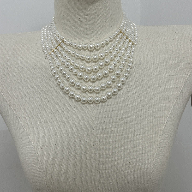 Multi-layer Pearl Necklace - Gold - electronic accessories