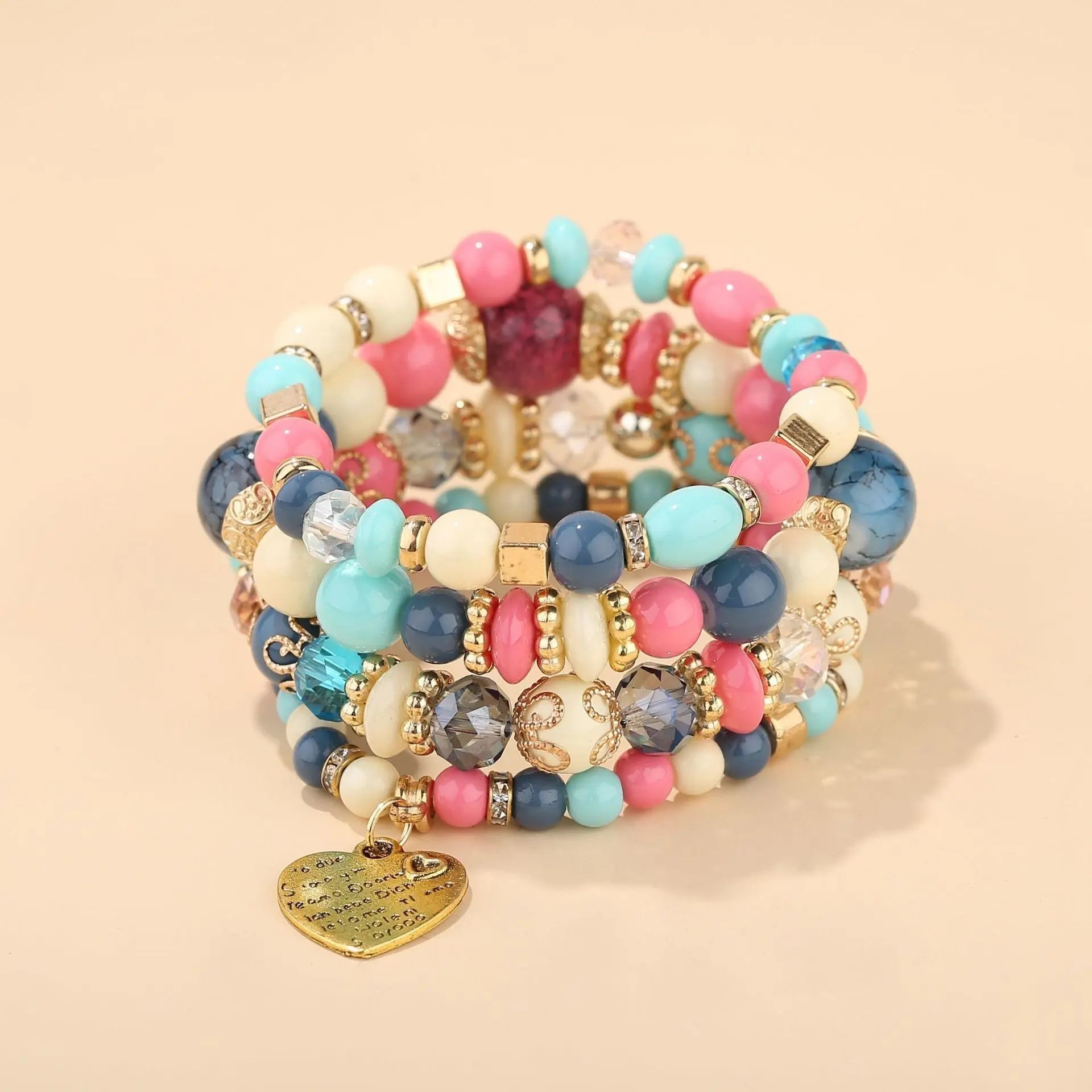 Multi-layer Wooden Bead Beaded Bracelet Elastic - B0013 Mixed Color - electronic accessories