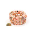Multi-layer Wooden Bead Beaded Bracelet Elastic - B0013 Warm Color - electronic accessories