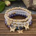 Multi-layer Wooden Bead Beaded Bracelet Elastic - B138 Purple - electronic accessories