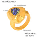Multilateral Cut Colorful Crystals Ring - A935 Gold / No 6 - electronic accessories