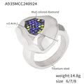 Multilateral Cut Colorful Crystals Ring - A935 Steel / No 6 - electronic accessories