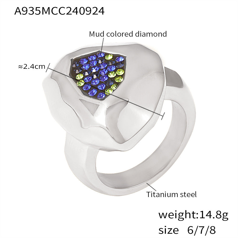 Multilateral Cut Colorful Crystals Ring - A935 Steel / No 6 - electronic accessories