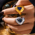 Multilateral Cut Colorful Crystals Ring - electronic accessories