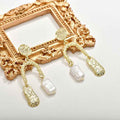 Natural Baroque Pearl Earrings Women’s Elegant U-shaped - Gold - electronic accessories