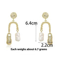 Natural Baroque Pearl Earrings Women’s Elegant U-shaped - Gold - electronic accessories