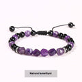 Natural Crystal Diamond Rhombus Bead Woven Bracelet - Amethyst / 8and6mm - electronic accessories