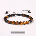 Natural Crystal Diamond Rhombus Bead Woven Bracelet - Yellow Tiger’s Eye / 8and6mm - electronic accessories