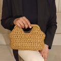 Natural Fiber Snap Clutch Bag