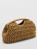Natural Fiber Snap Clutch Bag
