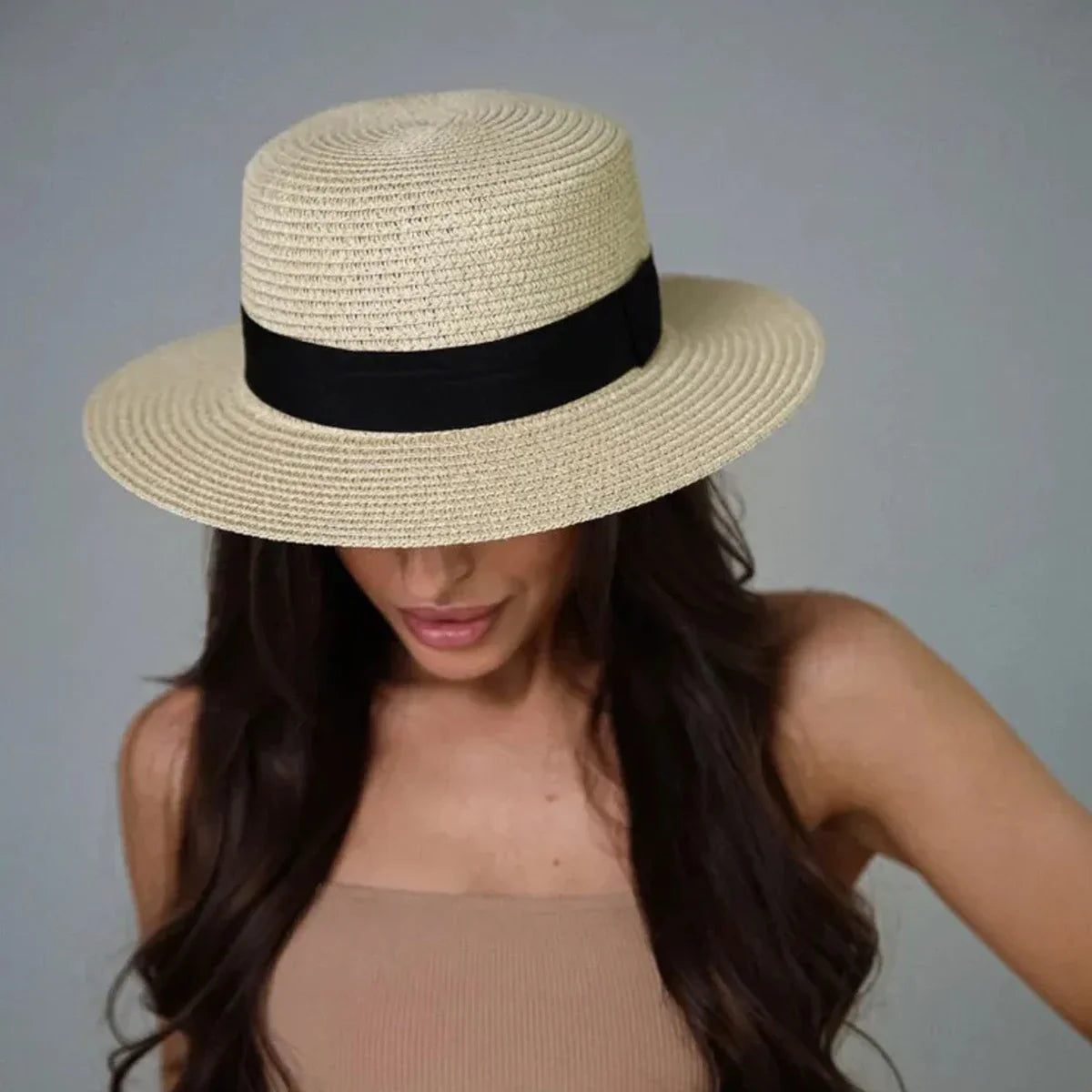 Natural Grass Woven Straw Sunshade Hat - 56-58cm 1