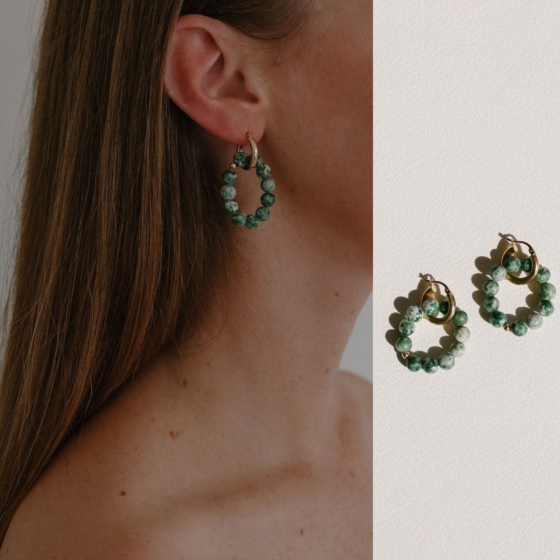 Natural Turquoise Beaded Necklace - A Pair Of Earrings / Free Size - electronic accessories