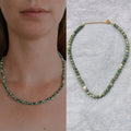 Natural Turquoise Beaded Necklace - Round Beads / Free Size - electronic accessories