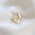 Natural White Shell Stud Earrings Silver Plated For Women - A Pair Of Ear Studs - electronic accessories