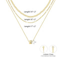 Necklace Zircon-laid Suit Women - Golden 3 Pairspack / 14k - electronic accessories