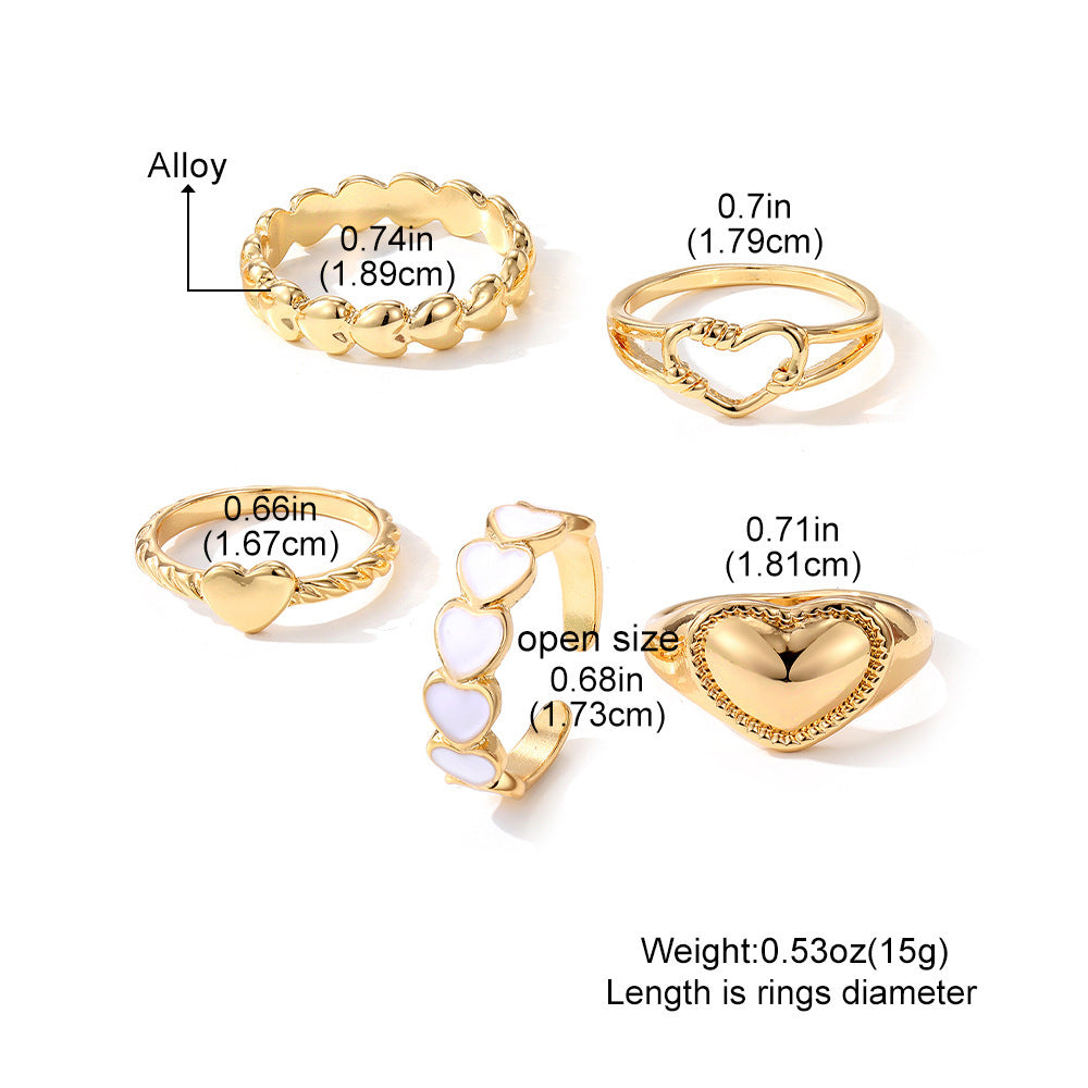 New 5-piece Set Of Love Oil Dripping Knuckle Ring - electronic accessories
