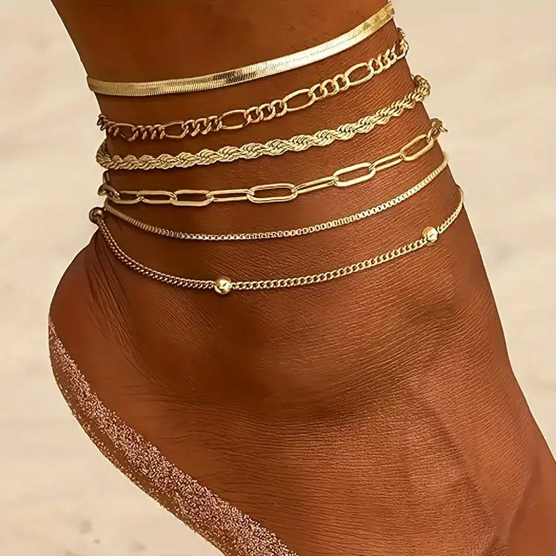 New 6-piece Anklet Personality Chain Like Flat Snake - electronic accessories