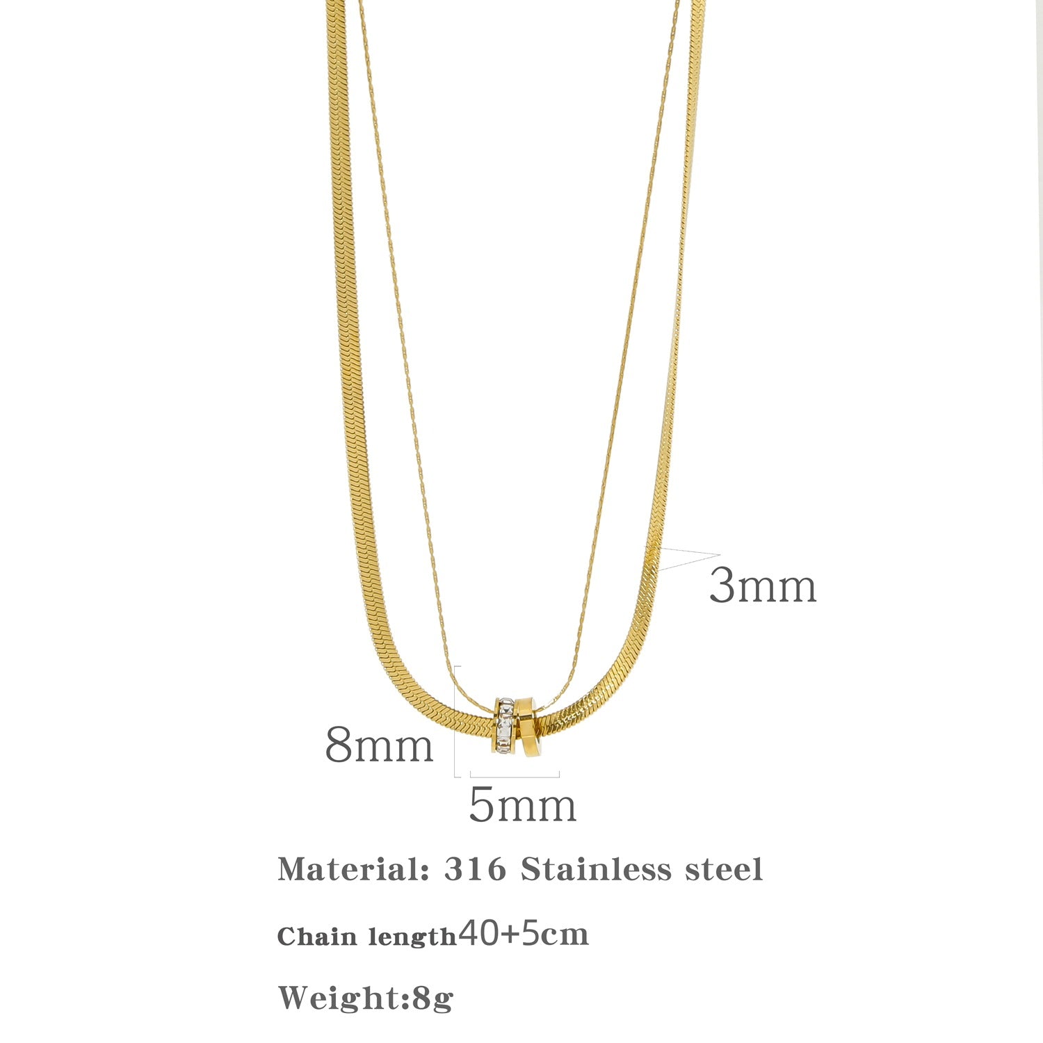 New Double-layer Micro-inlaid Luck Bringer Necklace - HN0108G - electronic accessories