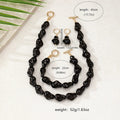 New Shaped Pearl Necklace Bracelet Ear Studs Suit Vintage - T083 Black - electronic accessories